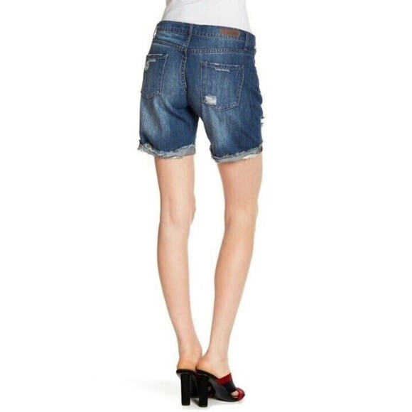 Articles Of Society Women's Nadine Knee Distressed Denim Shorts In Blue Size 25 - Picture 3 of 9
